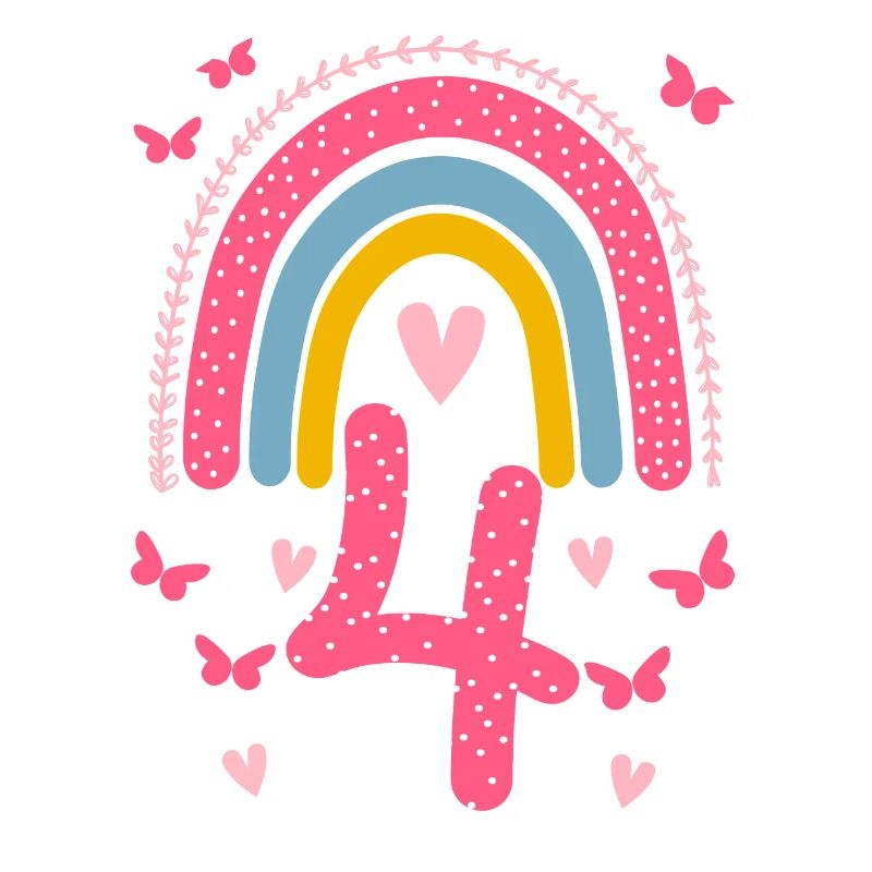 Geburtstag 4 Mädchen Regenbogen Fee Vier 4 Jahre