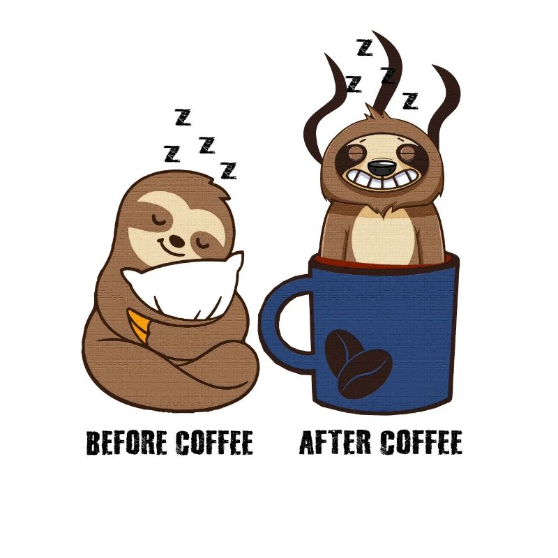 Sloth Before Coffee After Coffee