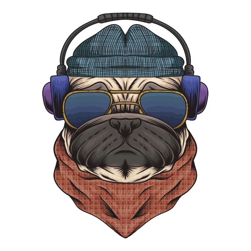 Cooler Mops DJ mit Kopfhörergeschenk für DJs oder Mops