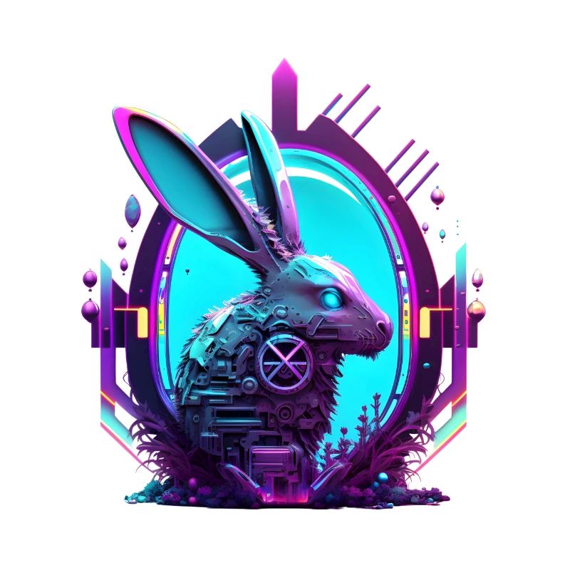 Future technology Easter egg with bunnies