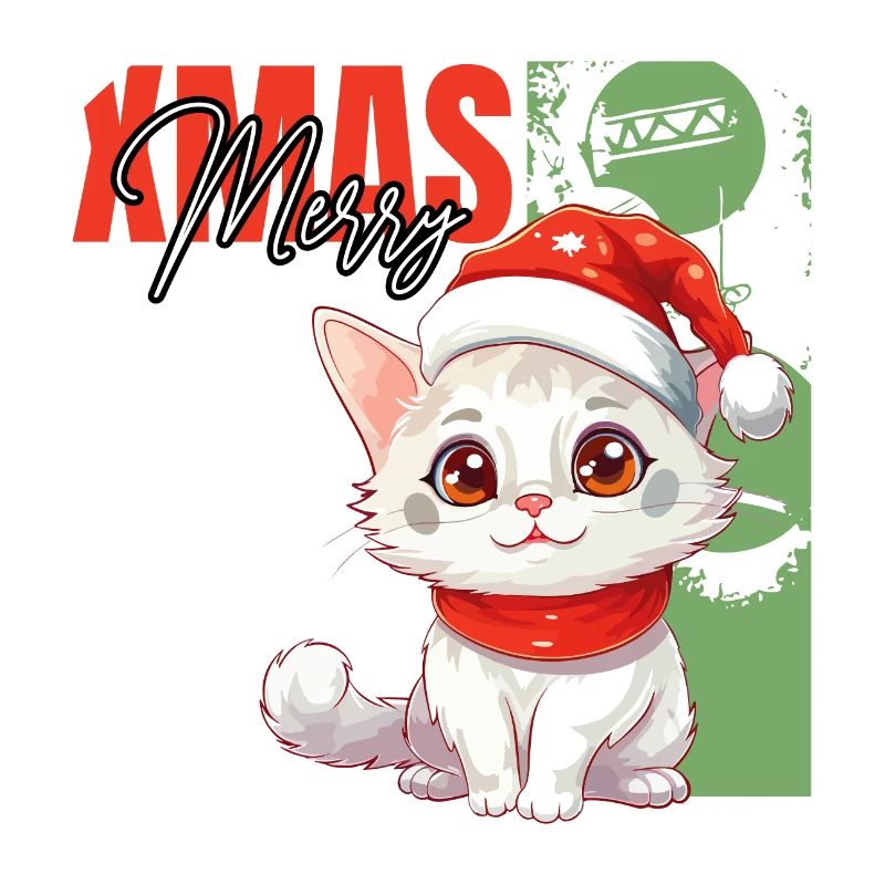Chat Noël Joyeux Miaou Catmas Laide Mignon