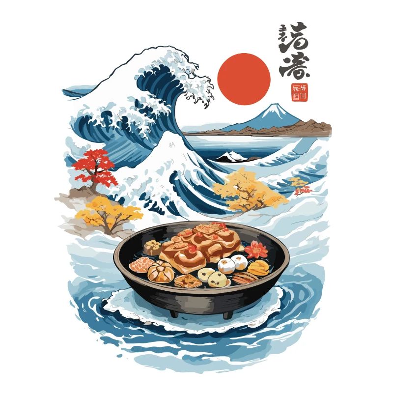 Japan Tea Time Ukiyo-E Retro Cake Artwork
