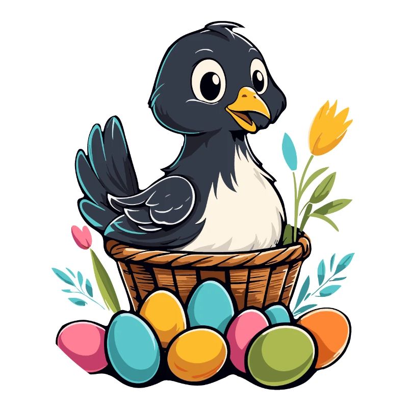 Easter Chicken Colorful Cute Funny Easter Eggs Nest