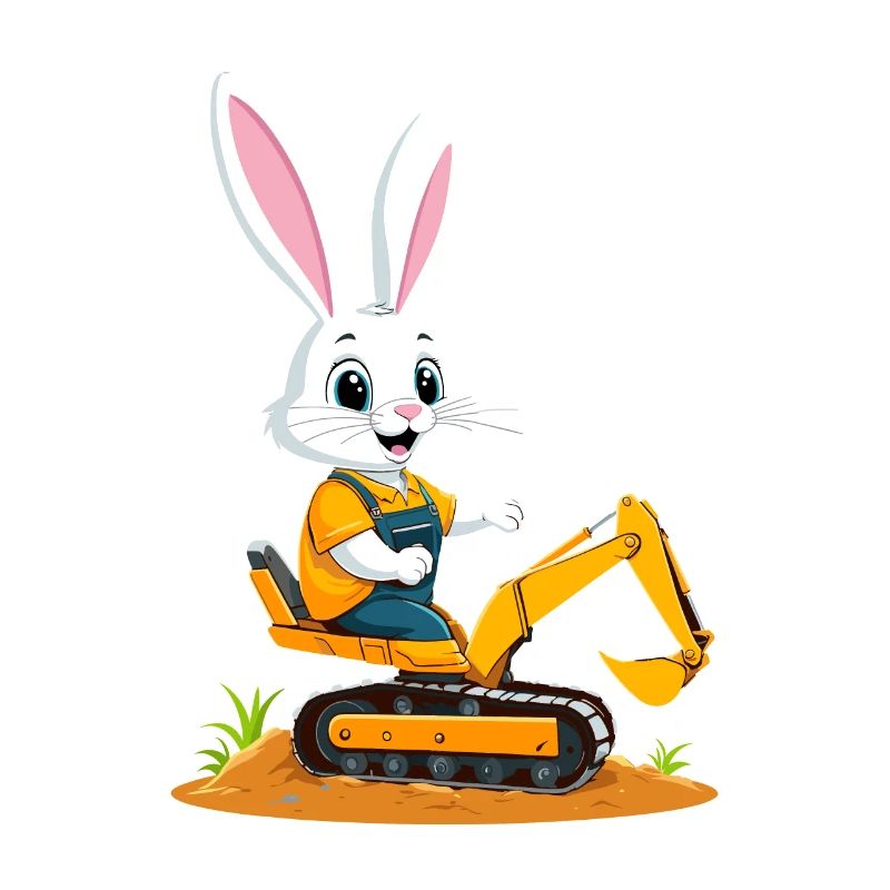 Easter Bunny Excavator Driver Funny Easter Eggs Digging