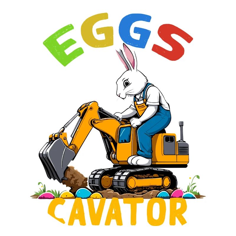 Funny Easter Saying Easter Bunny Excavator Driver