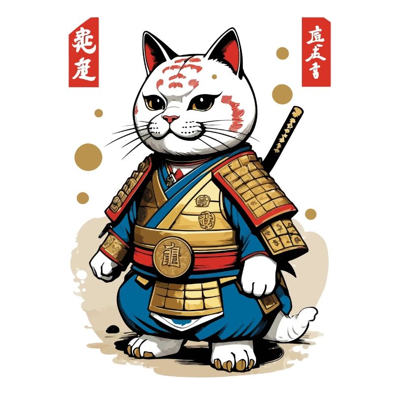 Samurai Cat in Aesthetic Japan Style