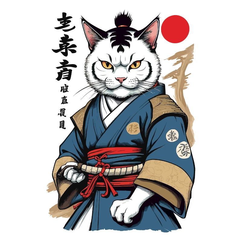 Samurai Katze Vintage Ukiyo-E Aesthetic Japan