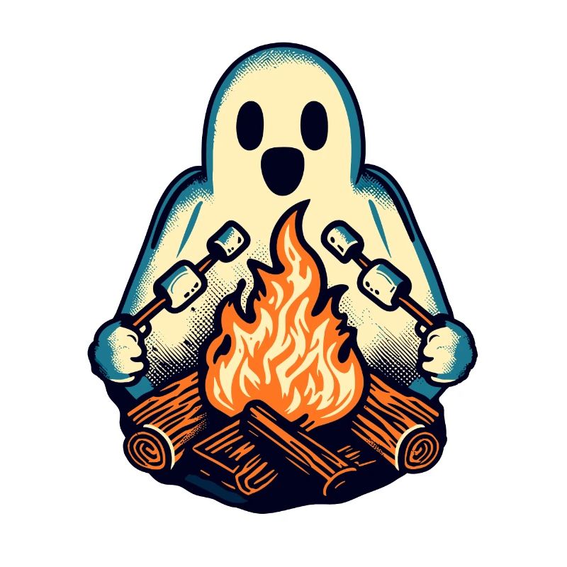 Ghost at Campfire Camping Site Halloween Fun