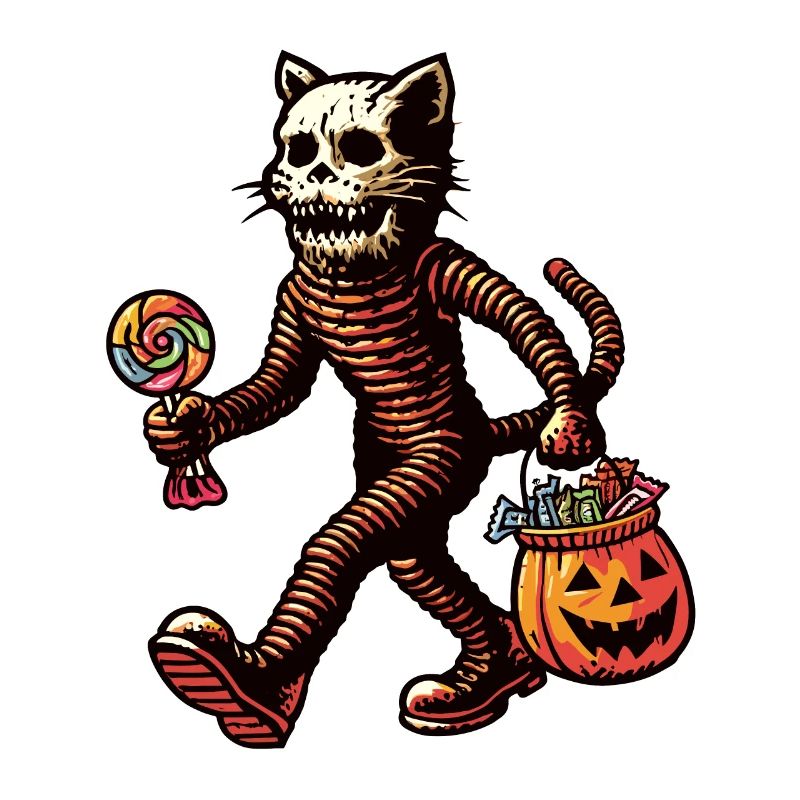 Untote Zombie Katze Süßes Oder Saures Halloween