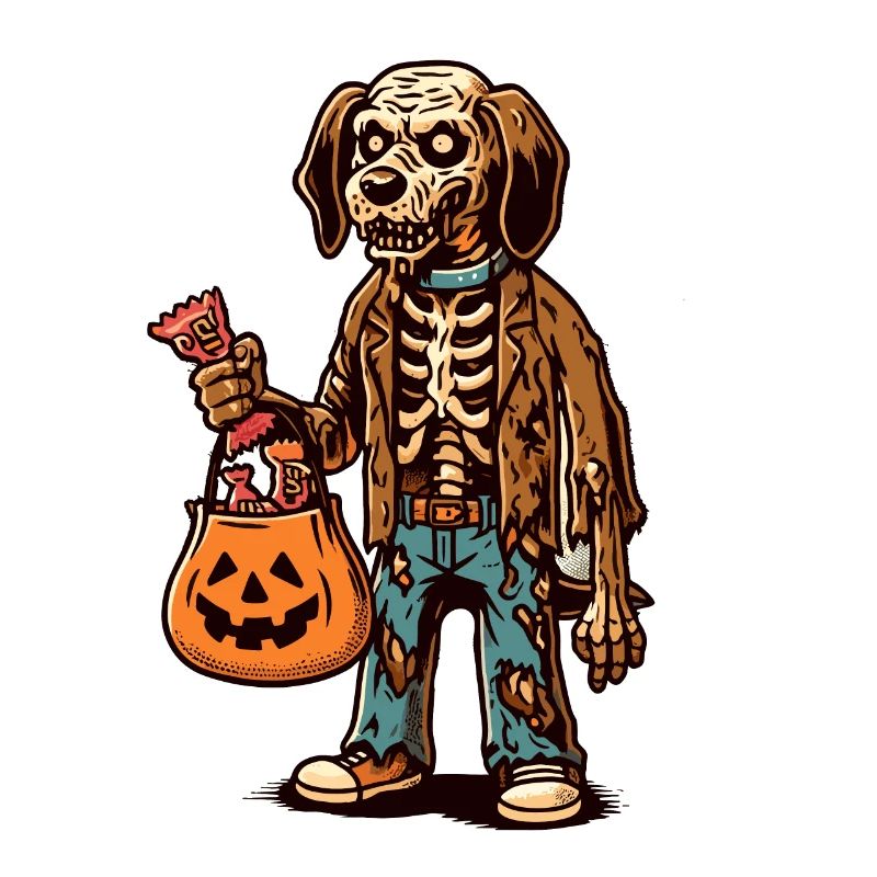 Untote Zombie Hund Süßes Oder Saures Halloween