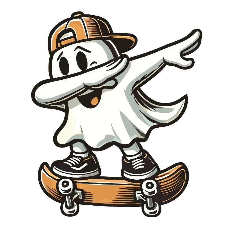 Skateboaring Dabbing Ghost Skateboard Dab