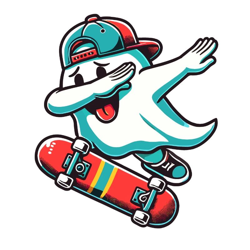 Skateboaring Dabbing Ghost Skateboard Dab