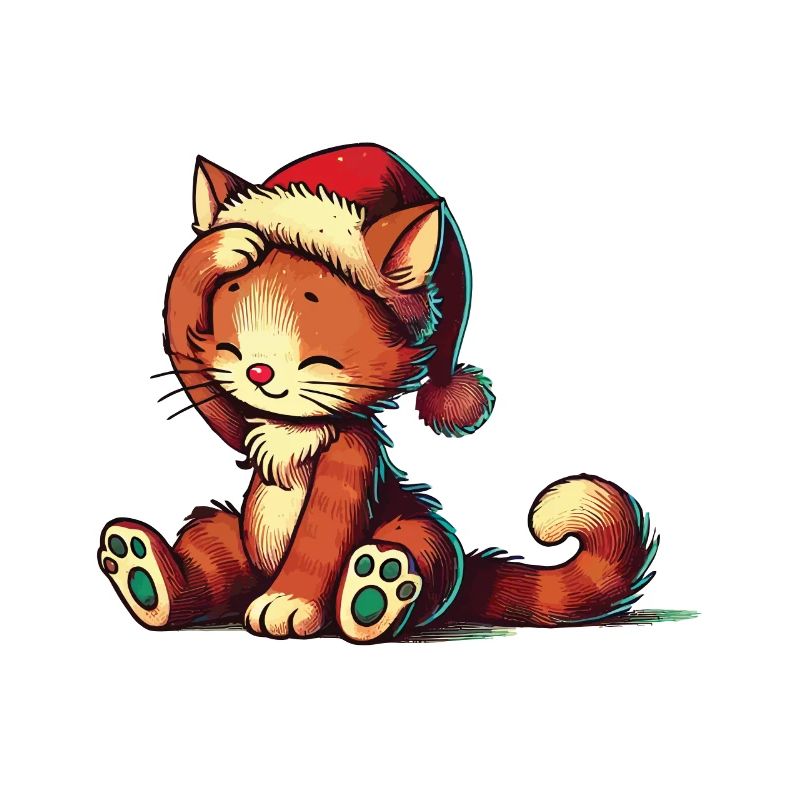 Chat mignon Noël look rétro