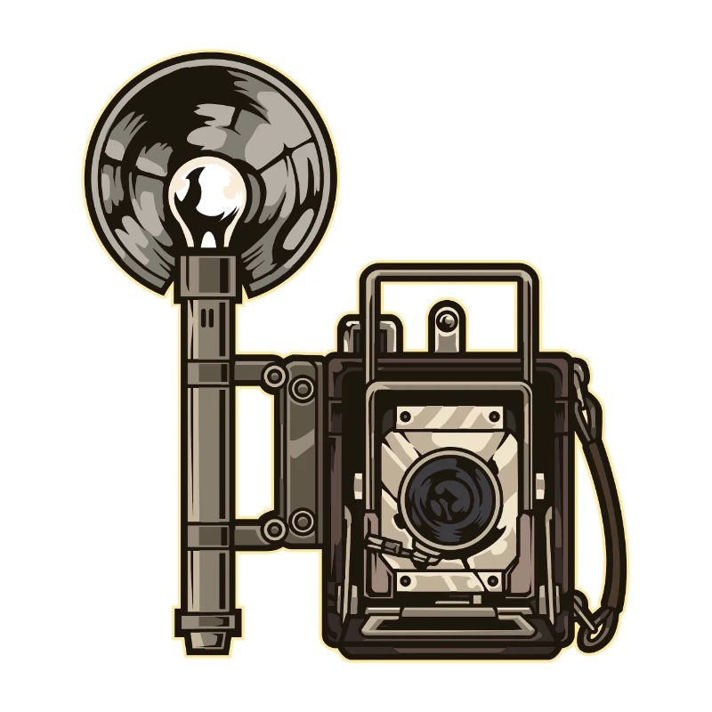 Retro analog camera flash photography