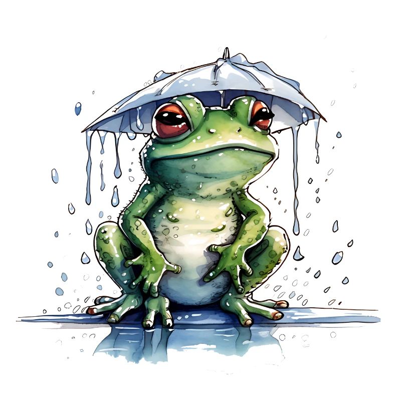 Frog under the umbrella