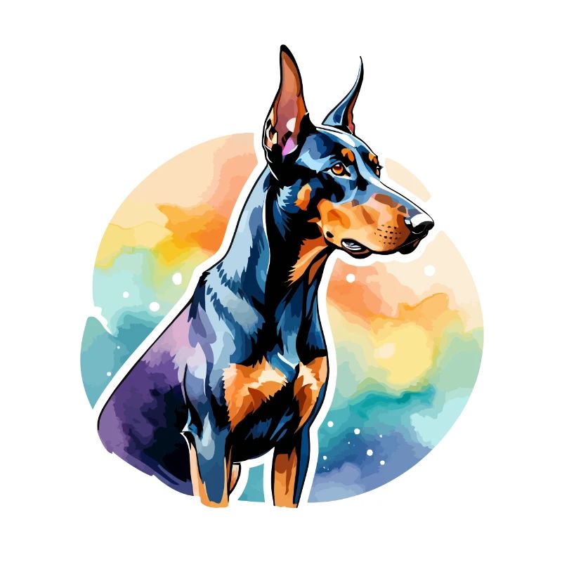 Dobermann Wasserfarben
