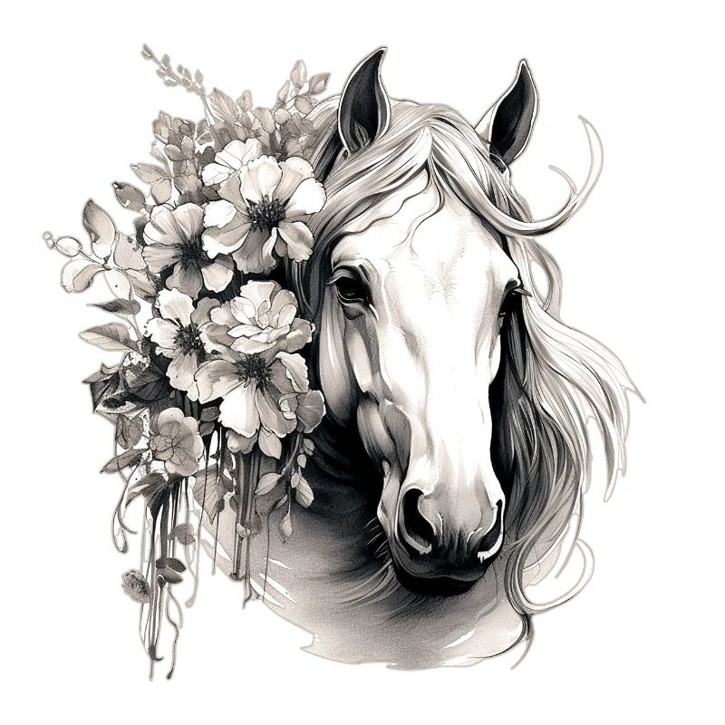 Cheval avec des fleurs