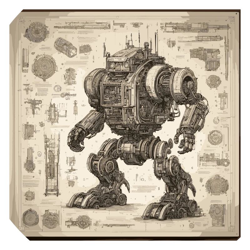 Blueprint / Sepia / Vintage / Retro / Robot