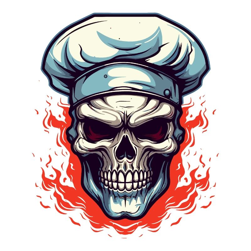 Crâne avec toque de chef