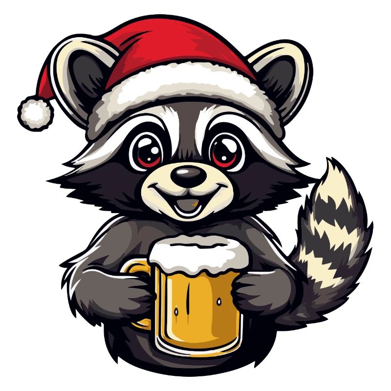 Waschbär Weihnachten Bier