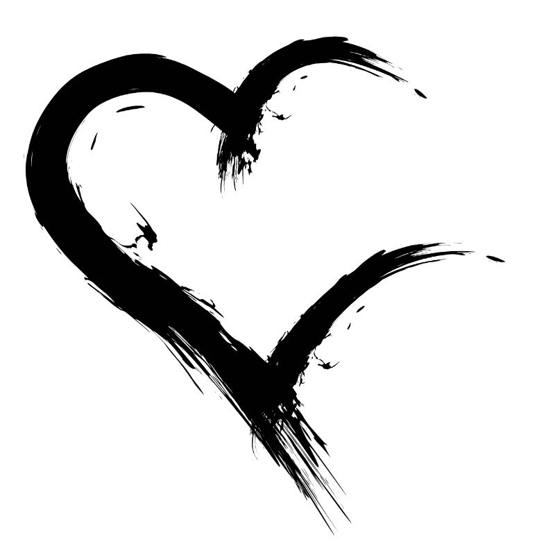 Heart incomplete open black design vector