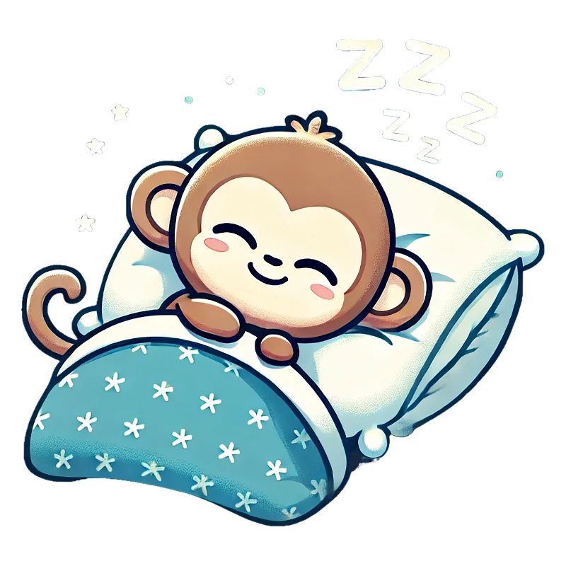 Monkey Sleeping In Bed At Night Time