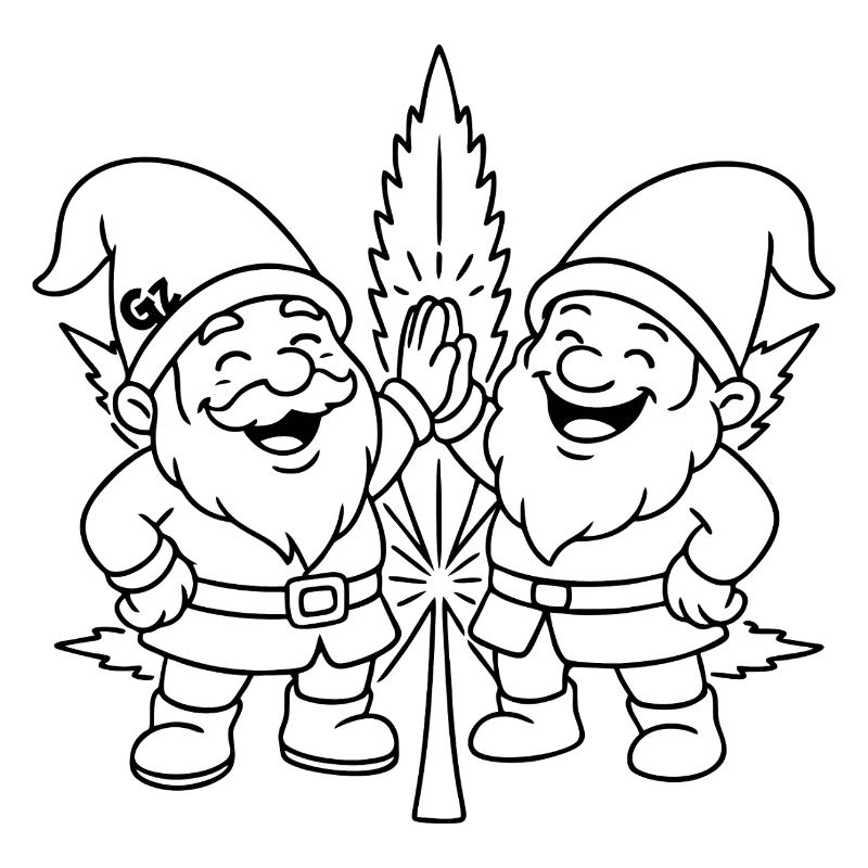 Zwergenfreunde mit Cannabisblatt