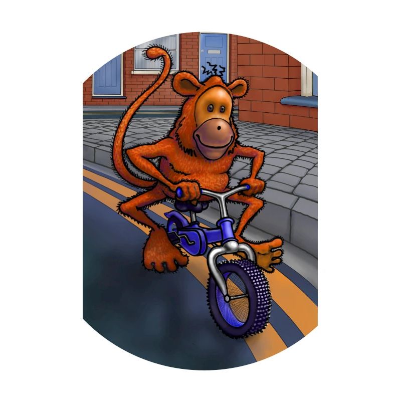 Monkey on a bicycle
