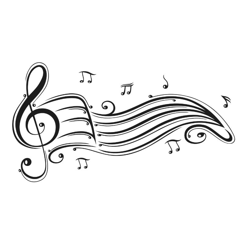 Clef avec partitions et notes de musique.