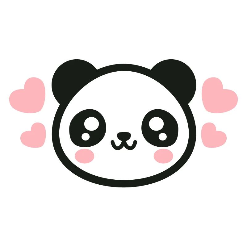 Loving Panda Face: Adorable Hearts