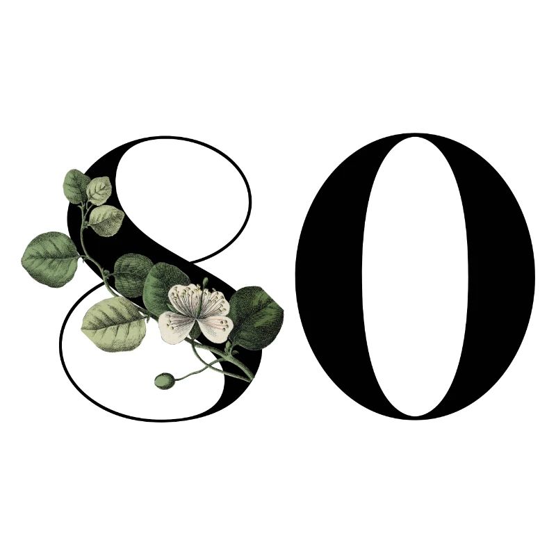 Nummer 80 Blumengrün - 80. Geburtstag Blumen