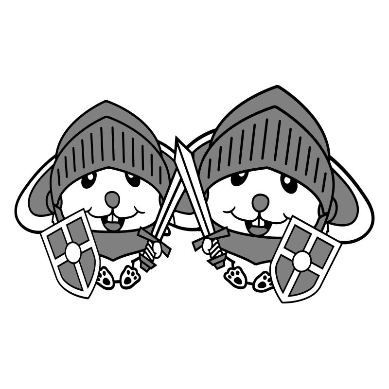 2 Hasen Ritter Schwert Schild Rüstung Helm Held