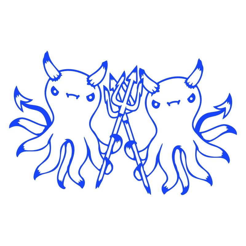 2 Octopus Devil Hell Team Friends Satan Evil Cute