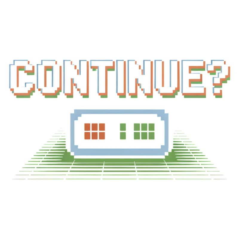 Continue Retro Gamer Pixel 8 Bit Arcade Screen