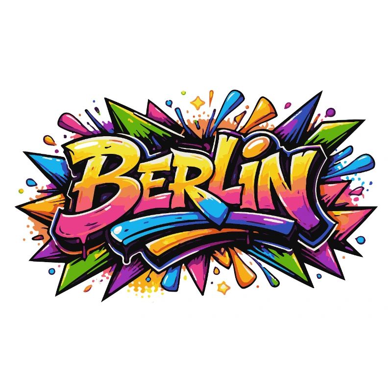 Berlin Graffiti lettering with colorful color effects