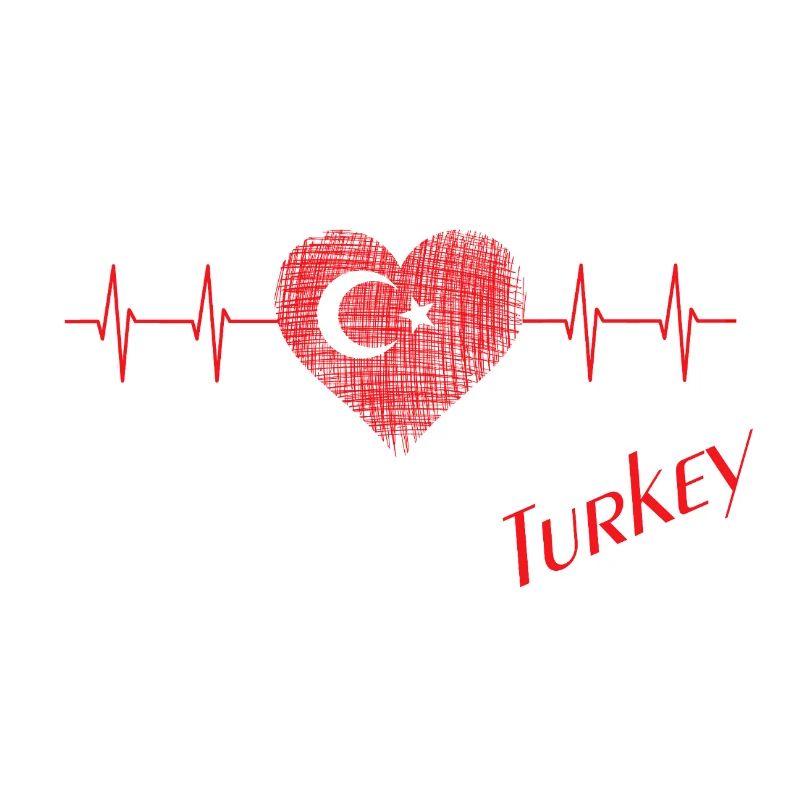 Cœur turc avec drapeau et ECG