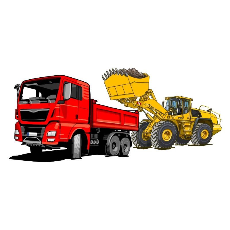 Construction site, truck, wheel loader