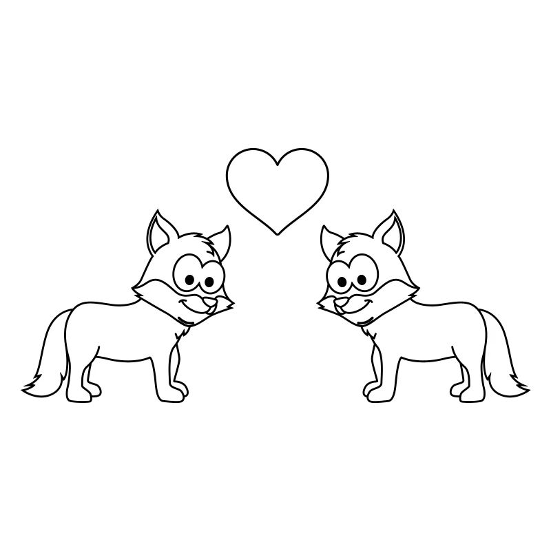 Fuchs Comic Paar Liebe