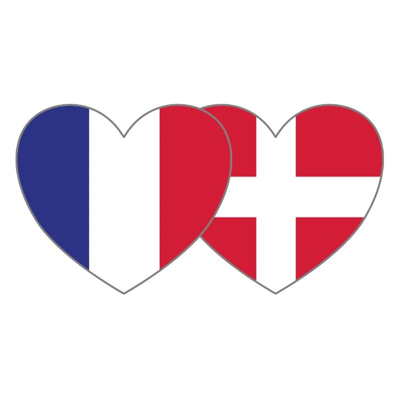 Frankreich Dänemark Flagge Herz