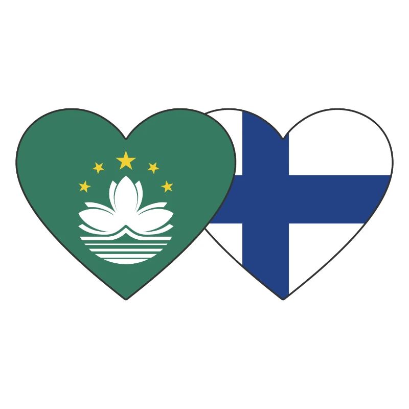 Cœur de drapeau de Macao Finlande