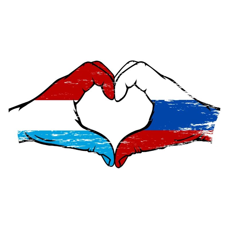 Luxembourg Russie drapeau mains forme coeur utilisé