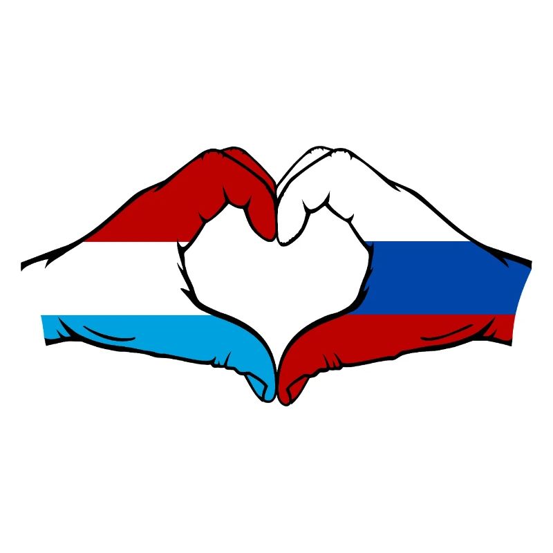 Luxembourg Russie Drapeau Mains Coeur Forme