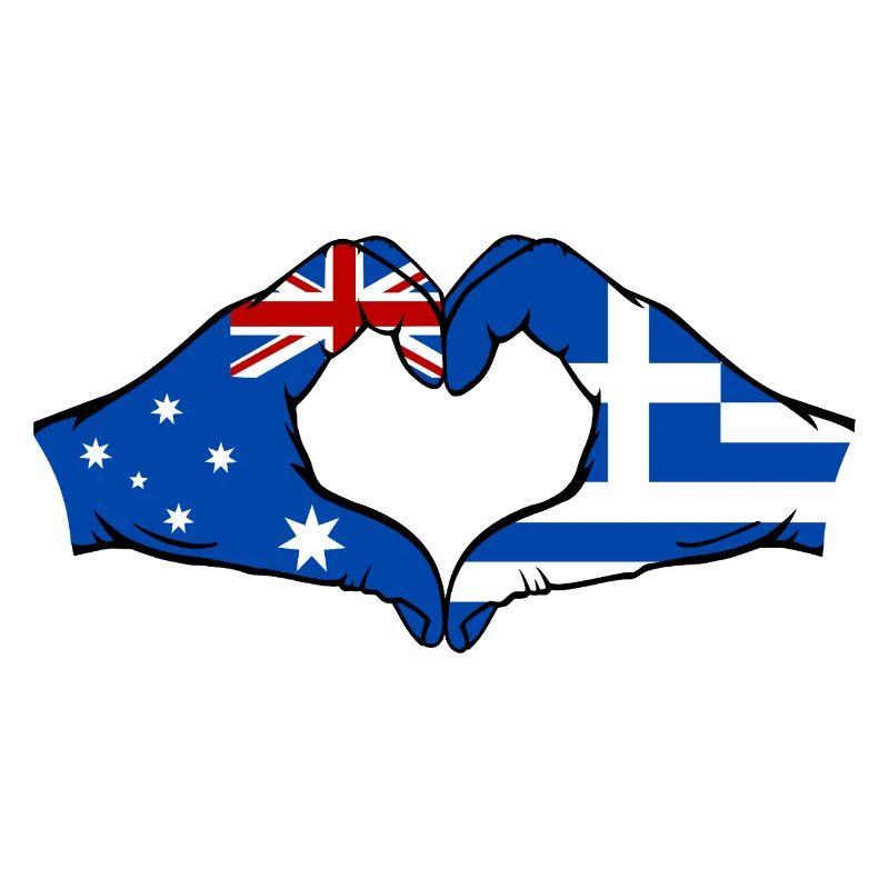 Australie Grèce Drapeau Mains Coeur Forme