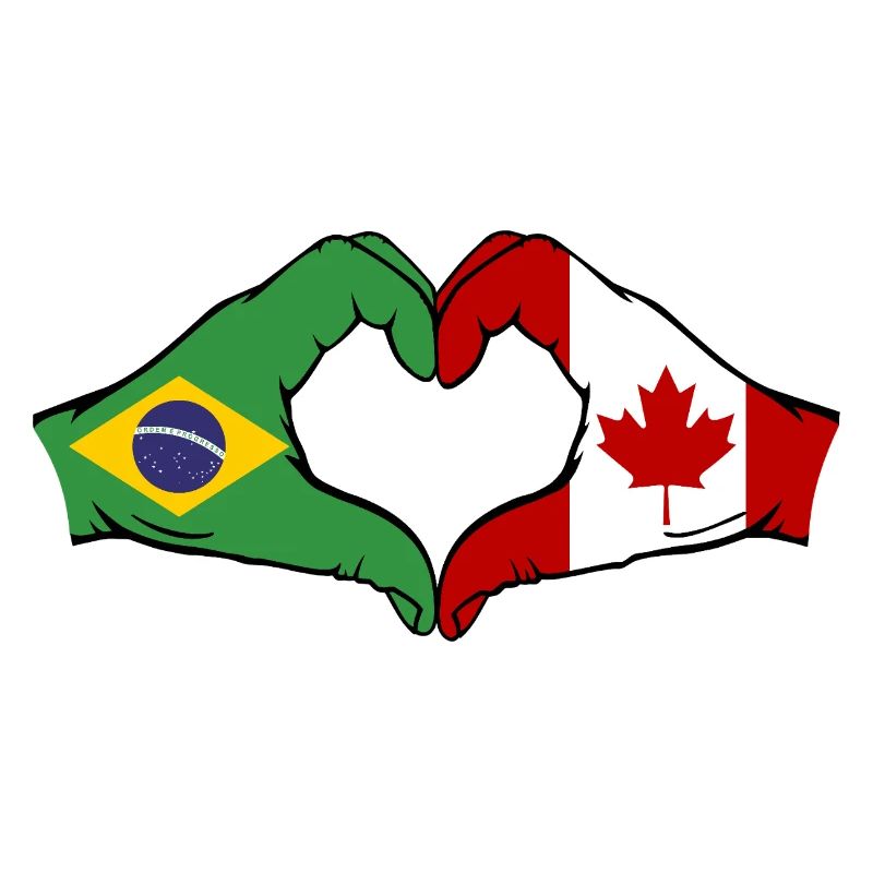 Brésil Canada Drapeau Mains Coeur Forme