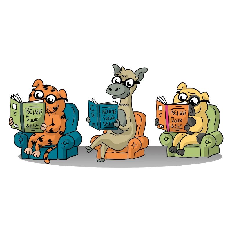 Süße Tiere lesen Glauben an sich selbst Buchgeschenk