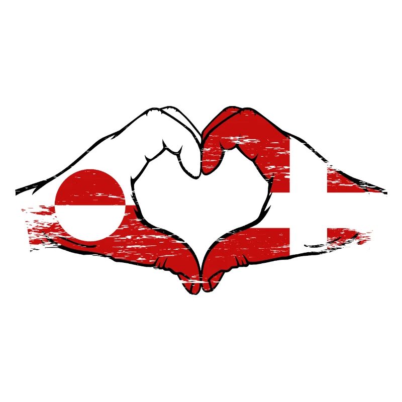 Mains du drapeau du Groenland, Danemark, forme de cœur utilisée
