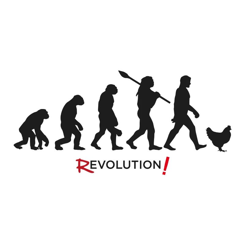 evolution revolution, future hen humor