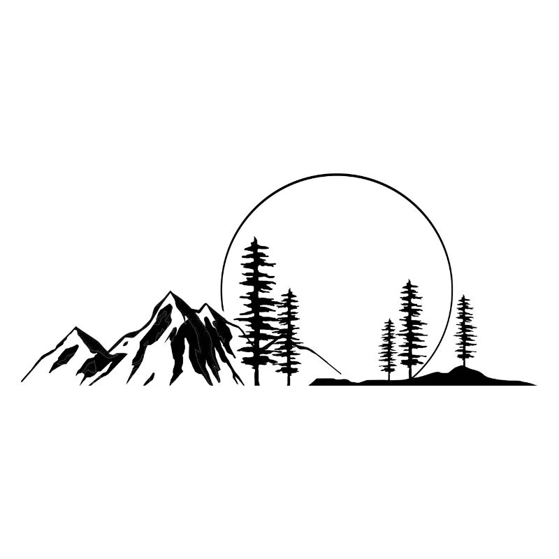 Mountains forest retro moon