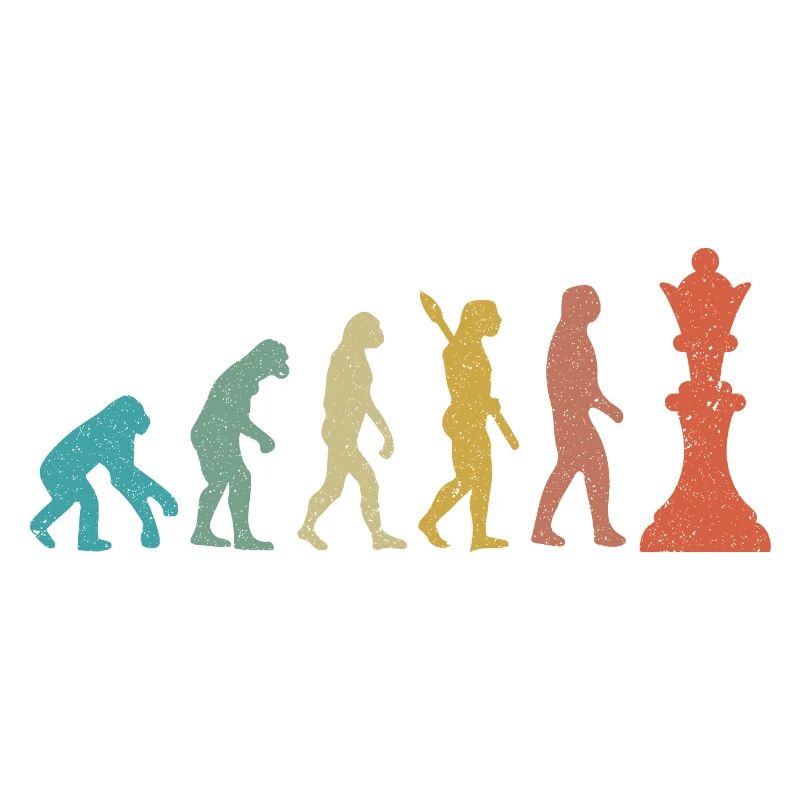 Evolution from Man to King Chess Humor