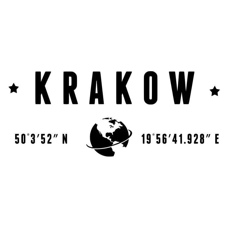 Krakow Coordonnées GPS Globe Typographie Moderne